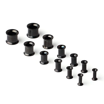 12pcs Surgical Steel Screw Tunnel Gauge Ear Expander Stretching Kit Plugs Piercing -6 Pairs 8g-00g (3mm-10mm) - color: 6PRS - Black