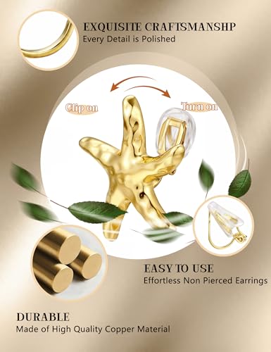 ORAZIO Clip On Earrings Women Geometric Statement Unique Non Pierced Earrings 14K Gold Plated Knot Chunky Drop Dangle Hoop Stud Clip-on Earrings for Women Trendy - color: Style F-Gold Plated