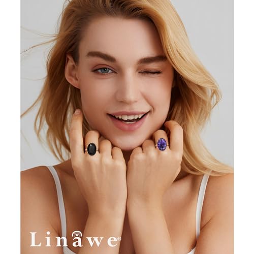 Linawe Cubic Zirconia Imitation Diamond Moissanite Rings for Women, 14K Gold/Rose Gold/Silver Adjustable Chunky Ring, Costume Rhinestone Jewelry for Wedding Engagement | Costume Jewelry, Copper, Large, Cocktail, Birthstone, Rhinestone, Gemstone, Cubic Zir