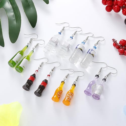 20 Pairs Random Mixed Resin Acrylic Earrings Set, Weird Dangle Drop Drink Bottle Animal Pendant Charms Earring, Handmade Funny Statement Unique Fashion Hoop Earring Jewelry for Women Girls