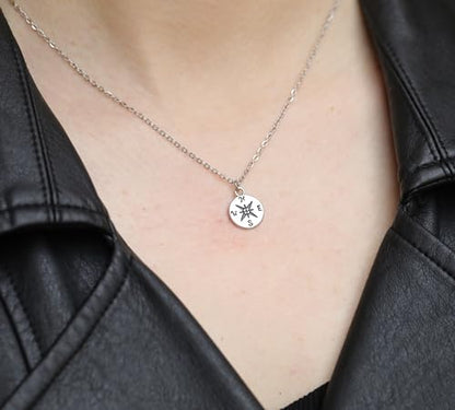 Silver Necklaces for Women Teens, Best Friend Necklace Sister Daughter Gift | Horseshoe Butterfly Swan Wave Evil Eye Necklace Graduation Chritmas Birthday Gifts for Women, Stainless Steel - style: Compass