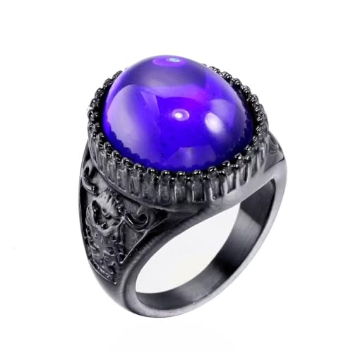 Vintage Red Gemstone Ring for Men, Stainless Steel Oval Red Stone Signet Ring, Retro Carved Band for Father's Day, Birthday, - color: style11