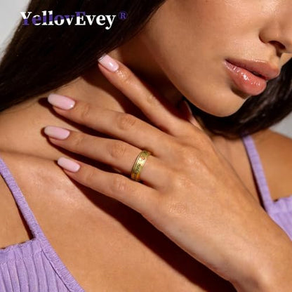 Fidget Spinner Ring for Women - 18K Gold Plated Stainless Steel Hug Ring with Always with You Message - Anniversary Engagement Birthday Graduation Gifts - color: Gold