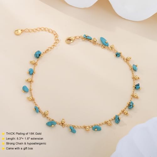 Ankle Bracelets for Women 18K Gold Plated Anklets for Women Waterproof Dainty Gold Ankle Bracelets with Evil Eye,Pearls,Beads,Chain Boho Everyday Anklet Beach Summer Jewelry Gift - color: Gold-12