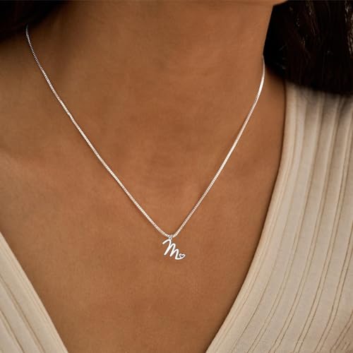 Initial Necklaces for Women Trendy, Dainty Silver Letter Necklace Cute Pendant Choker Name Necklace Personalized Costume Monogram Silver Jewelry Necklace for Women Valentines Gifts - color: Silver, style: R