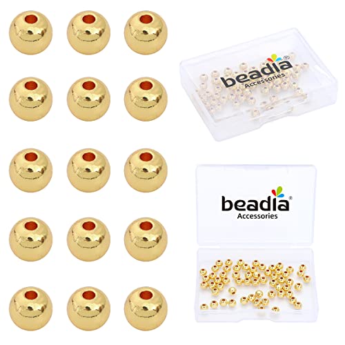 14K Gold Plated Round Spacer Beads 5mm 60pcs for Jewelry Making Findings Non Tarnish - color: 14K Gold, size: 5mm
