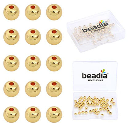 14K Gold Plated Round Spacer Beads 5mm 60pcs for Jewelry Making Findings Non Tarnish - color: 14K Gold, size: 5mm