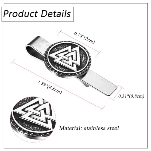 Mens Viking Cufflinks and Tie Clip: Norse Viking Tuxedo Shirt Cuff Links and Cool Tie Clip Shirt Accessories for Business Valentines Christmas Birthday - style: Valnut Tie Clip