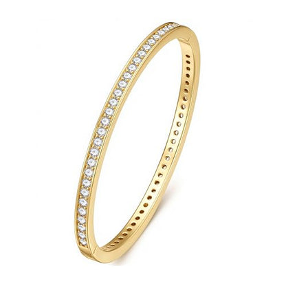 Turandoss Dainty Tennis Bangle Bracelets for Women Jewelry Gifts | 14K Gold Plated, Personalized Tennis Bracelets, Trendy Cubic Zirconia Bangle Bracelet, Jewelry Gifts for Mom Wife Sister - color: CZ Bangle - Shinny Tennis