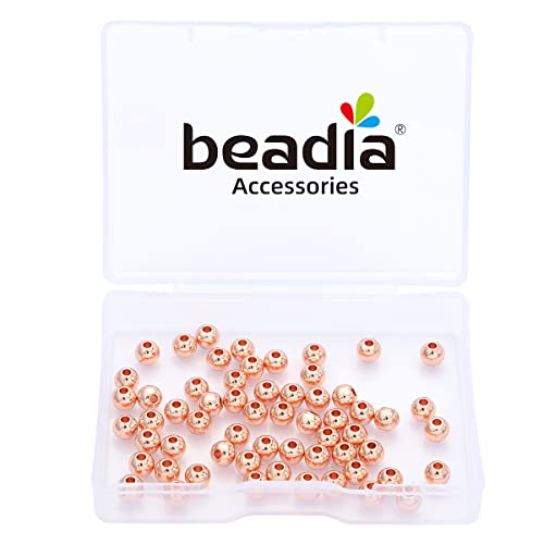 Rose Gold Plated Round Spacer Beads 5mm 60pcs for Jewelry Making Findings Non Tarnish - color: Rose Gold, size: 5mm