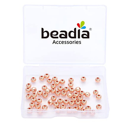 Rose Gold Plated Round Spacer Beads 5mm 60pcs for Jewelry Making Findings Non Tarnish - color: Rose Gold, size: 5mm