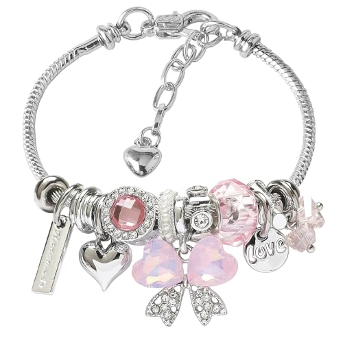 DS Charm Bracelets for Girls Adjustable Silver Stainless Steel Gift Box | Cute Cartoon Charms,Friendship Jewelry,Birthday Gifts,Teen Kid Fit, Tarnish Resistant,Stackable Trendy Daily Wear - style: Silver-butterfly 4