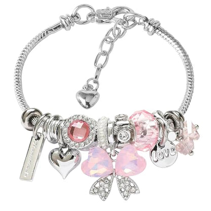 DS Charm Bracelets for Girls Adjustable Silver Stainless Steel Gift Box | Cute Cartoon Charms,Friendship Jewelry,Birthday Gifts,Teen Kid Fit, Tarnish Resistant,Stackable Trendy Daily Wear - style: Silver-butterfly 4
