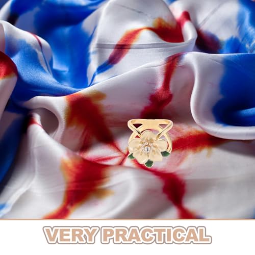 8pcs Floral Flower Scarf Rings Clips for Women, Alloy Shawl Buckle Pins with Lifelike Design, Elegant and Artistic Scarf Holder for Shawls, Ties on Occasions