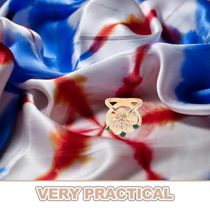 8pcs Floral Flower Scarf Rings Clips for Women, Alloy Shawl Buckle Pins with Lifelike Design, Elegant and Artistic Scarf Holder for Shawls, Ties on Occasions