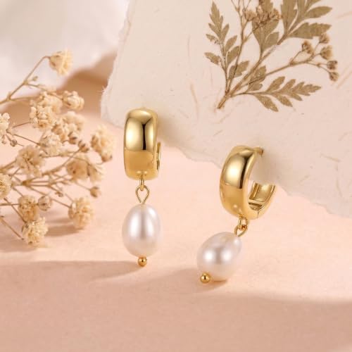 Gold Dangle Earrings for Women, 14K Gold Plated Chunky Hoop Earrings with Charms Cubic Zirconia Drop Earrings Statement Jewelry for Women - color: Gold F