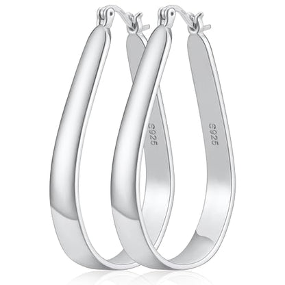 Sterling Silver Hoop Earrings for Women Large Oval Hoop Earrings Lightweight Big Gold Hoops Earrings Hypoallergenic 14K Gold Plated Hoops Earrings Non Tarnish Jewelry Gifts 20/30/40mm - color: Silver-40*65mm