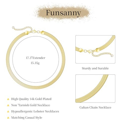 Gold Necklace for Women Chunky 14K Gold Plated Chain Necklace | Chunky Gold Necklace,Simple Paperclip Chain, Statement Choker Necklace,Non Tarnish,Trendy Jewelry,Gifts for Women - style: 6mm-snake chain-gd