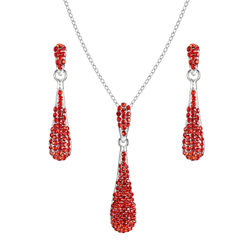 YINLI Full Crystal Rhinestone Gem Tear Drop Pendant Necklace Earrings Jewelry Sets - style: Style03