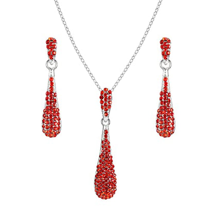 YINLI Full Crystal Rhinestone Gem Tear Drop Pendant Necklace Earrings Jewelry Sets - style: Style03