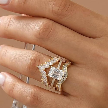 JATEBI Stackable Rings for Women 14K Gold Plated Kunckle Rings Set Dainty Simple Trendy Adjustable Perfect for Stacking Layering on Thumb and Knuckle 3 Pcs