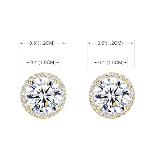 YOQUCOL 10MM Cubic Zirconia Crystal Clip On Stud Earrings Round Non Pierced Earrings for Women - color: Gold-White
