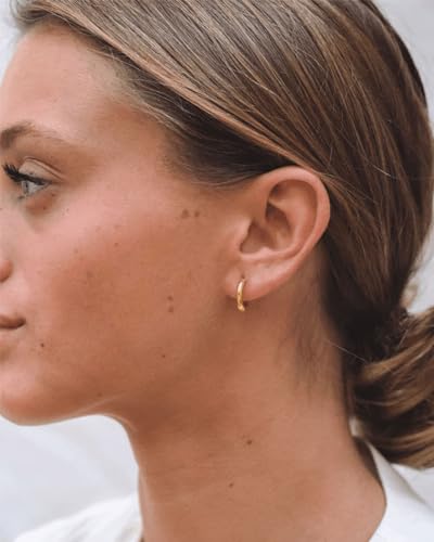 Minimalist Hoops for Women - 14K Gold Open Huggie Hoop Earrings, Hypoallergenic Tiny Hoops in Gold and Silver (Set of 1-5 Pairs) - color: 14K Gold - 10mm (1 Pairs)