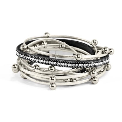 Wrapped Bracelets for Women,Leather Boho Bracelets for Women - color: Doubleloop-Grey