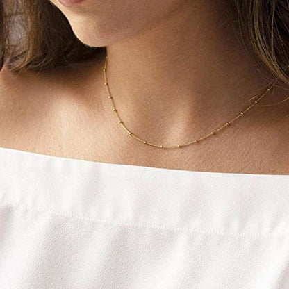 Turandoss Gold Layered Necklaces for Women - 14K Gold Plated Handmade Multilayer Bar Pearls Coin Disc Moon Butterfly Medallion Adjustable Dainty Layered Choker Necklaces for Women Jewelry - style: 4 Layered Necklace - Chain&Beads&Bar&Hammered Disc&Bar