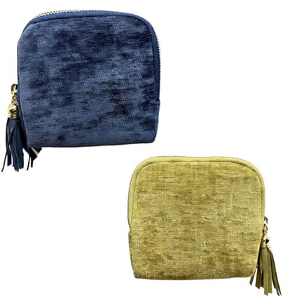 2PCS Small Travel Jewelry Pouch 6-Layer For Rings Bangles(olive green+blue) - color: olive green+blue