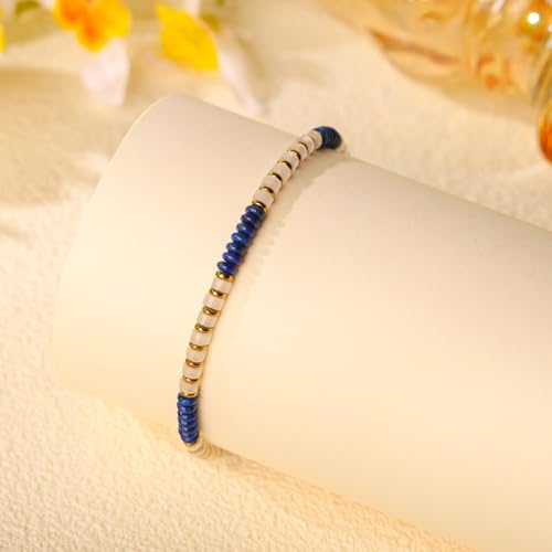 XIJIN Natural Stone Beaded Anklets for Women Handmade Beach Boho Turquoise Beads Ankle Bracelet Jewelry Gift for Her - color: F
