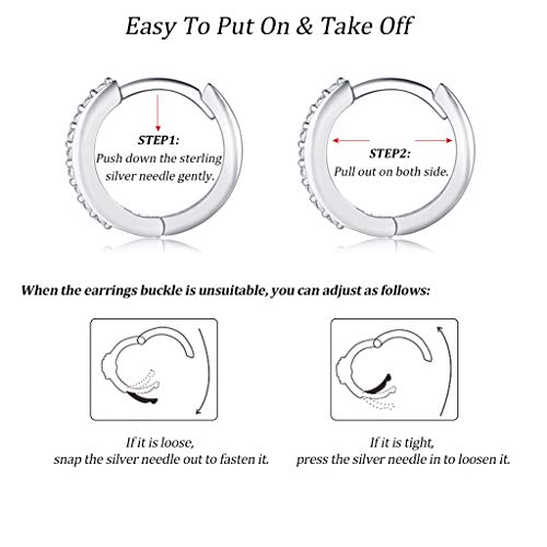 Silver Hoop Earrings for Women, 3 Pairs Small Sterling Silver Huggie Earrings | Tiny Cubic Zirconia Cartilage Cuff Earrings Hoop Piercing Jewellery for Men Teens (8mm/10mm/12mm) - color: 3 Pairs(8mm*3)-Silver/Gold/Rose gold