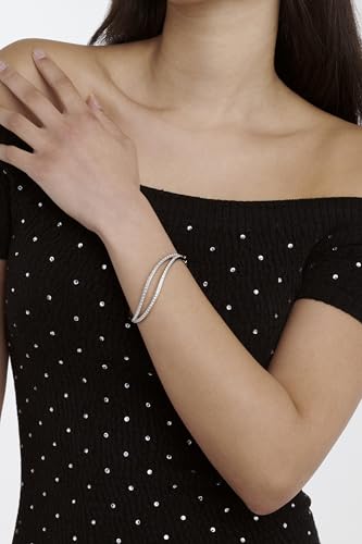 Ted Baker London Wavie Jewelled Wave Hinged Bangle Bracelet for Women - color: Silver/Pearl and Crystal