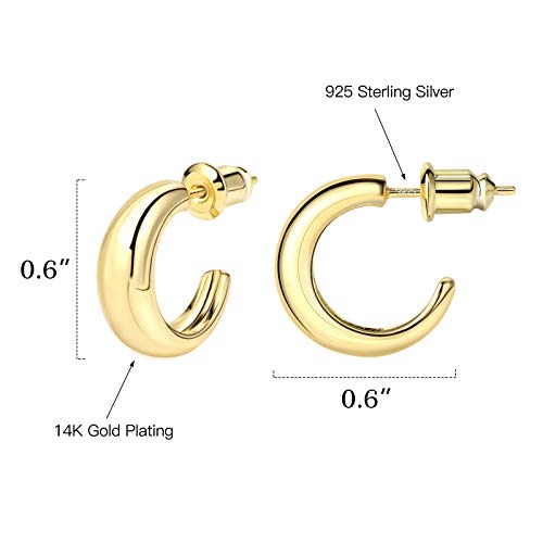 14K Gold Small Hoop Earrings Silver Post Open Hoops Earrings for Women | Hypoallergenic - color: A-14K Gold