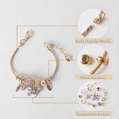 DS Charm Bracelets for teen girls exquisite cute cartoon friendship bracelet Gold Stainless Steel Bangle birthday Gift box Adjustable little girls kids jewelry holiday gifts - style: GOLD-1