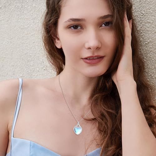 YAFEINI 925 Sterling Silver Moonstone Necklace Filigree Teardrop Pendant Necklace Jewelry for Women Girls - color: WW-Moonstone Cubic Zirconia Necklace