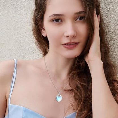 YAFEINI 925 Sterling Silver Moonstone Necklace Filigree Teardrop Pendant Necklace Jewelry for Women Girls - color: WW-Moonstone Cubic Zirconia Necklace
