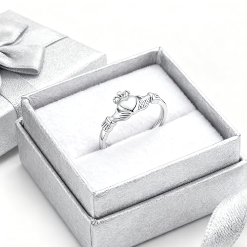 Granddaughter Daughter Hug Ring For Hope Rings, Stainless Steel Inspirational Jewelry Engraved Always With You Love You Forever Message Adjustable Non Tarnish Jewelry Birthday Gift Card - color: Silver Crown