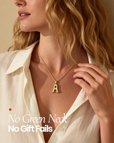 DoDoBeads Stainless Steel Initial Necklace, Waterproof 18K Gold Plated Necklace, Non-Tarnish Chunky Monogram Jewelry Gifts for Women, Mothers Day Gift - style: D