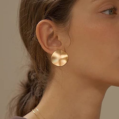 FANZE 2 Pairs Matte Gold Sliver Clip on Earrings for Women No Piercing | No Piercing Button Earring Comfortable Fashion Jewelry Gift - color: Set-14