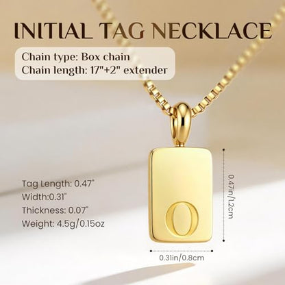 Initial Necklaces 18K Gold Plated,Gold Necklace for Women | Waterproof and Sweat-Resistant / Reinforced Box Chain,Long-Lasting Color Retention - color: O