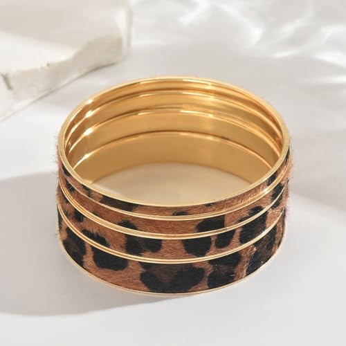 COLORFUL BLING Metal Punk Leopard Print Bangle Bracelet for Women Wide Chunky Gold Stackable Wrapped Open Cuff Bracelets Wristband Statement Jewelry - style: style 9