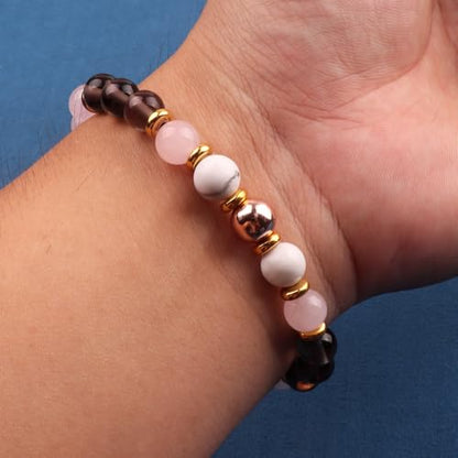 KSQS Healing Stone Bead Bracelet for Women, Natural Gemstones Balance Protection Bracelet, Spiritual Crystal Beads Bracelet Anxiety Relief with Meaning Card - color: Anger Away