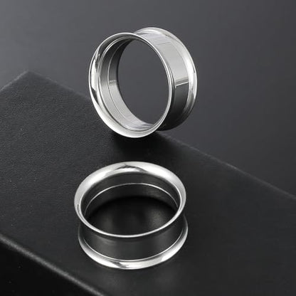 Casvort 4 PCS 8mm-25mm Hypoallergenic 316 Stainless Steel Cute Heart Double Flared Ear Gauges Plugs Ear Tunnels Saddle Plugs Body Piercing Jewelry - color: Silver, size: 1/2'' (12mm)