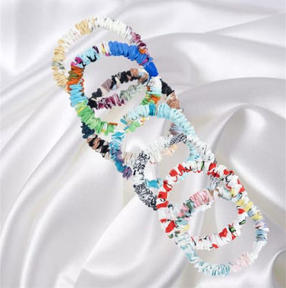 6 Pack 100% Muberry Silk Scrunchies for Women Luxury Hair Ties,No Damage Gentle Hair Bands,Ponytail Holders Silk Hair Ties for Thick and Thin or Curly Hair - color: Black