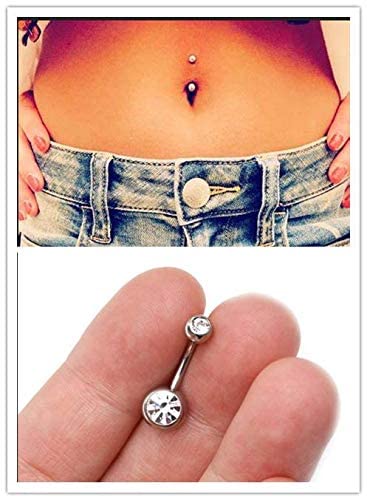 Briana Williams Belly Button Ring Belly Rings Belly Button Piercing Gold Belly Button Ring for Women Clicker Belly Ring Belly Piercing Stainless Steel 14g 10mm Blley Navel Rings Piercing Jewelry - color: E1 -5pcs, silver