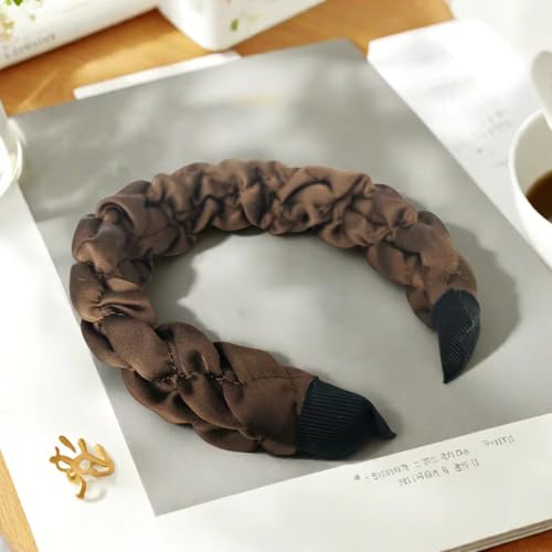 Womens Quilted Headband Wide Padded Hairband Fashion Hair Accessories Women Daily Wear Outfit Styling Hair Band (Dark Curry) - color: Dark Curry, size: 1 Count (Pack of 1)