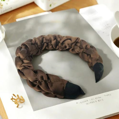 Womens Quilted Headband Wide Padded Hairband Fashion Hair Accessories Women Daily Wear Outfit Styling Hair Band (Dark Curry) - color: Dark Curry, size: 1 Count (Pack of 1)