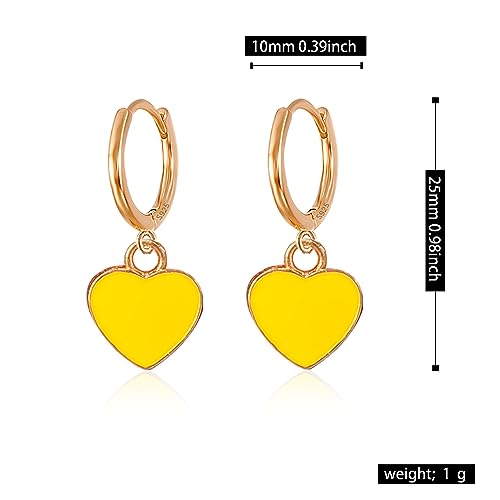 GBAHFY 9 Pairs Heart Dainty Huggie Hoop Earrings with Dangle for Women Sterling Silver Small Huggie Earring with Drop Charm Set