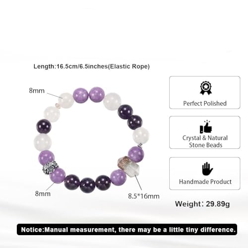 Natural Stone Beaded Bracelets for Women, 7 Chakra Healing Crystal Bracelet, 6mm/8mm Handmade Gemstone Stretch/Adjustable Bangle, Anxiety Relief Yoga Meditation Jewelry, Boho Amethyst Malachite Turquoise Bracelet Gift - color: Style 9